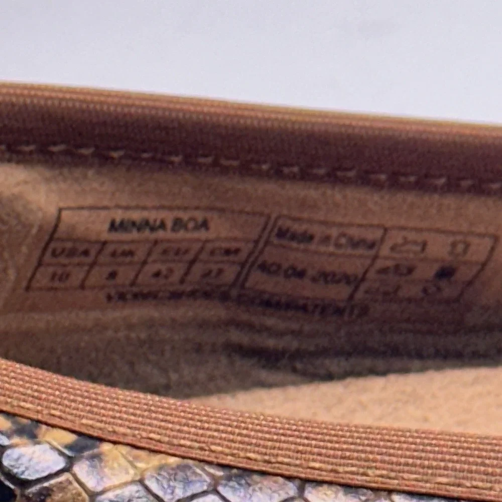 Vionic Minna Boa Ballet Flats Brown Snake Reptile Women's Size‎ 10